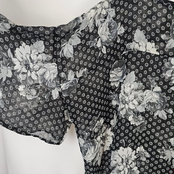 Sheer Floral Layered Look Business Casual Modern Chic Flowy Elegant Top Women XL - Picture 12 of 13